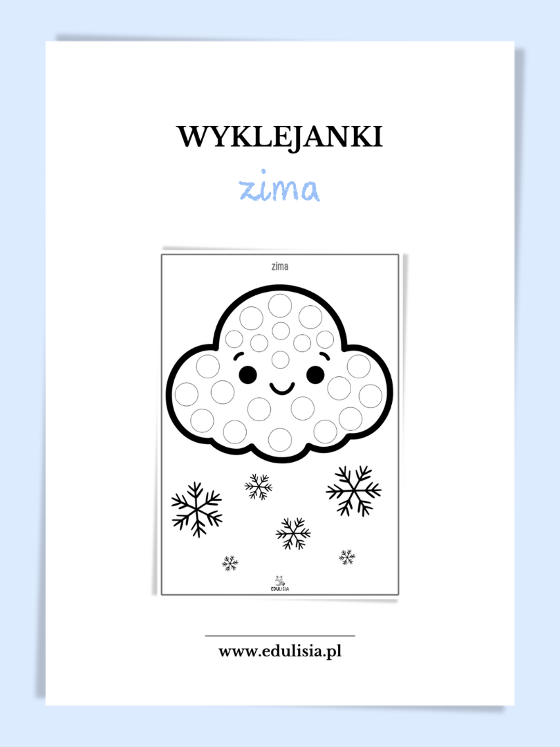 Karty pracy do wyklejania plasteliną do wydruku - zima 