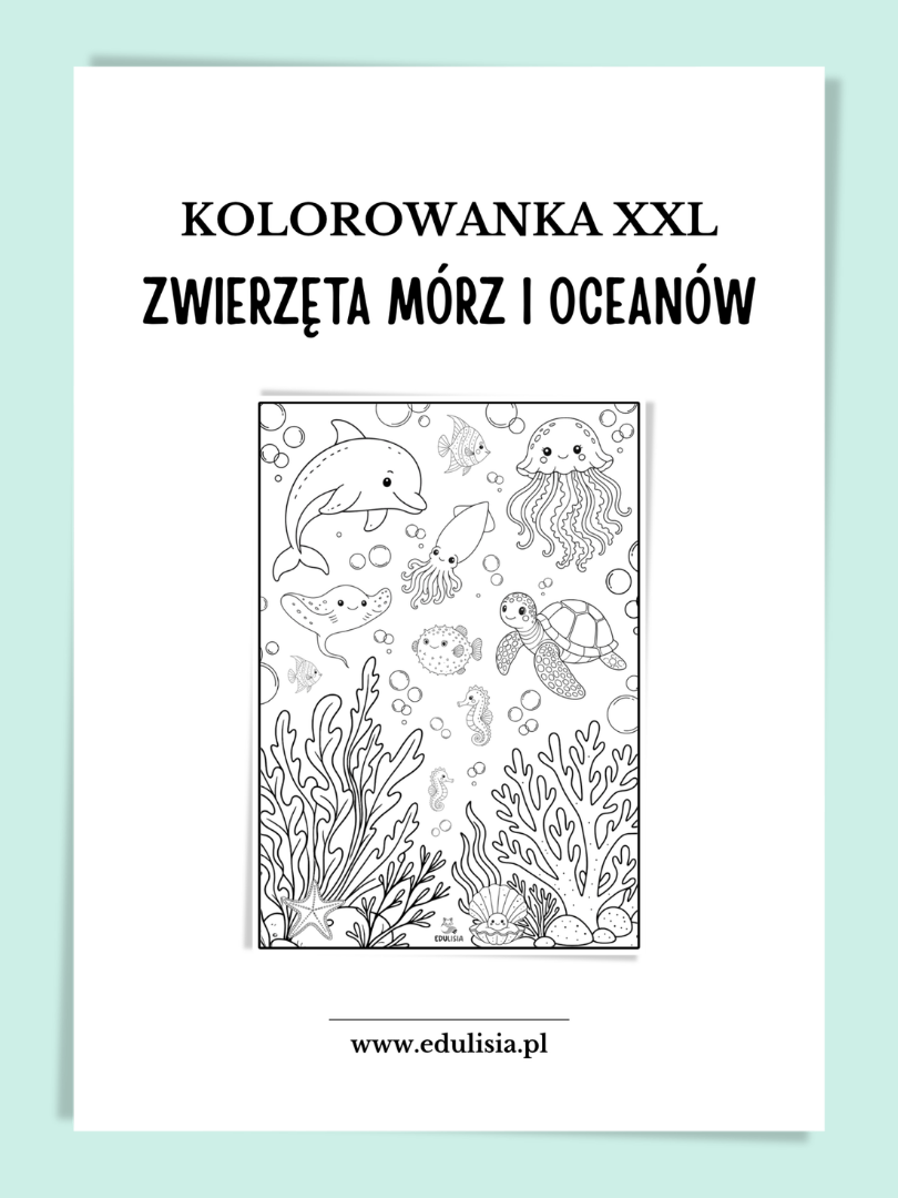 Zwierzęta mórz i oceanów kolorowanka XXL dla dzieci