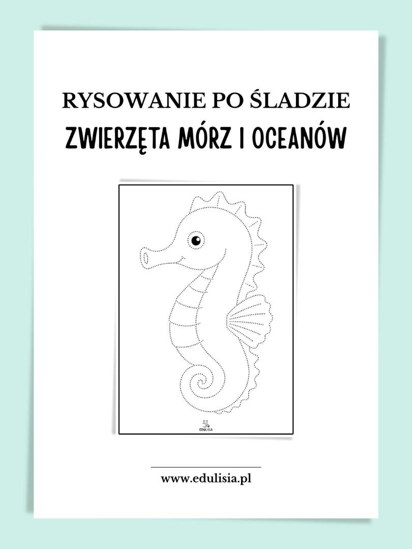 Zwierzęta mórz i oceanów rysowanie po śladzie dla dzieci